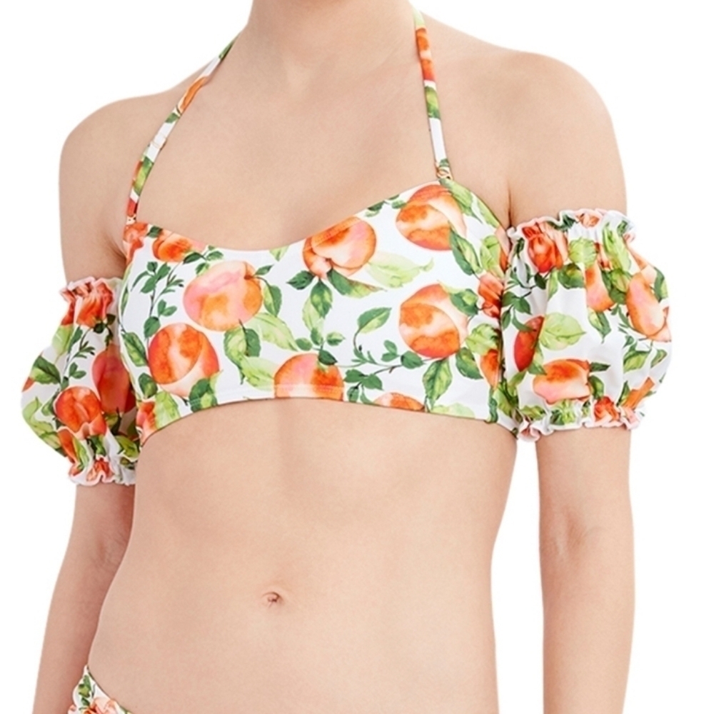 Bcbg Paris Peach Puff Sleeve Bikini Top S